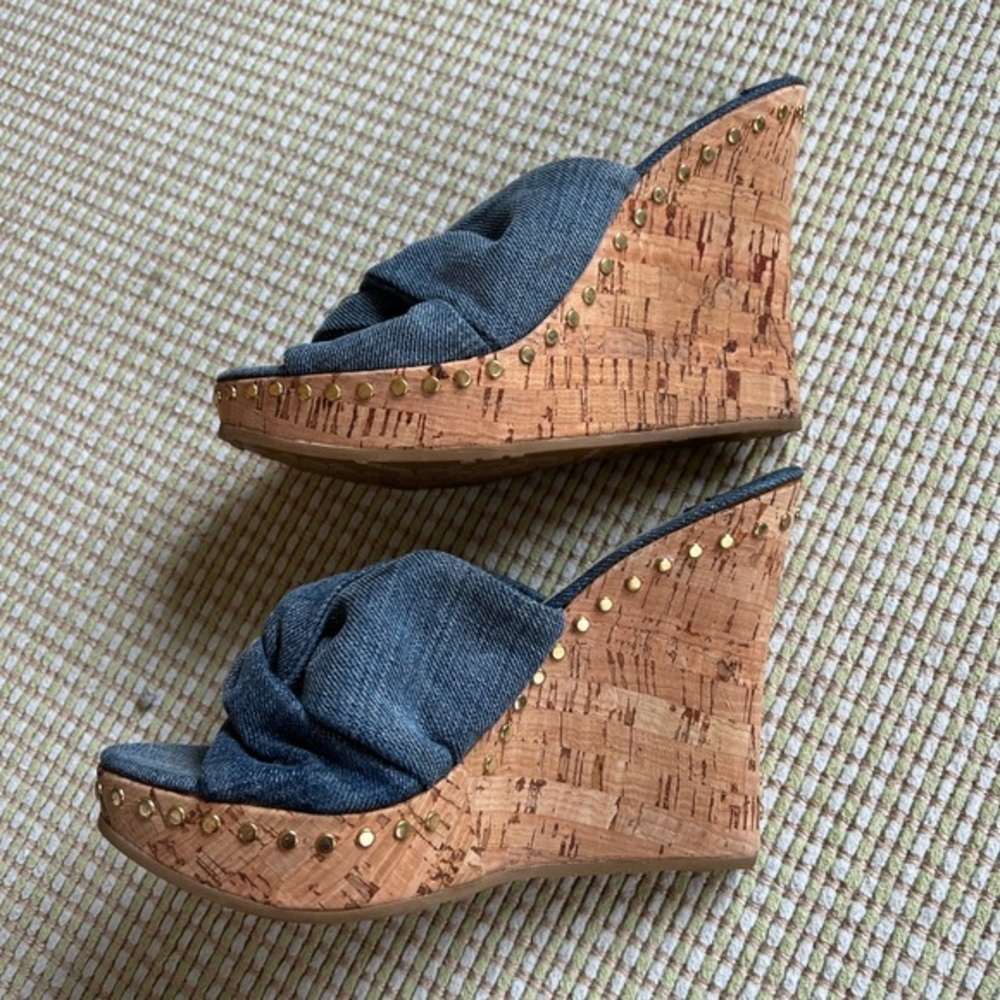 Jimmy Choo Denim and Cork Wedges